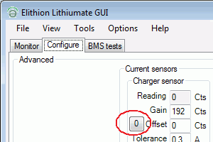 Configure screen, zero current sensor