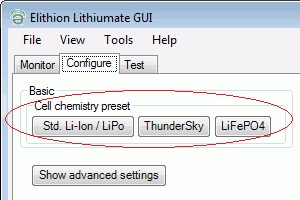 Configure screen, chemistry