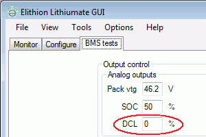 BMS test screen, force DCL