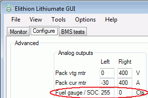 Configure screen, Fuel Gauge settings