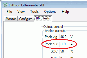 BMS test screen, force pack current