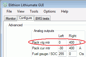 Configure screen, set voltmeter full scale