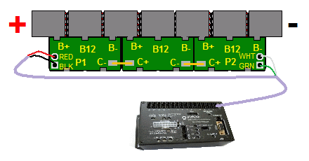 Communication cables connected to cell board, straight