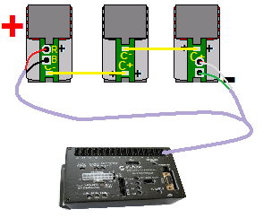 Communication cables connected to cell board, straight