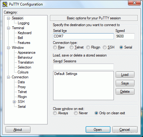 Putty window set-up