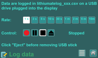 Data log screen