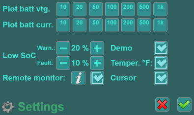 Settings screen