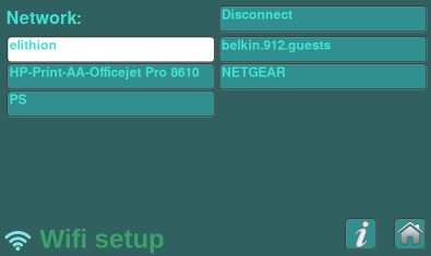 WiFi network screen