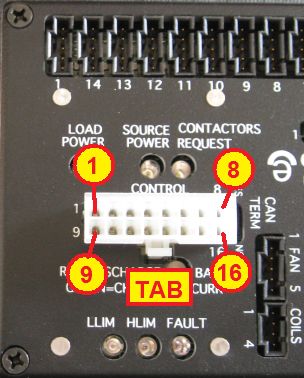 Control connector plugged in