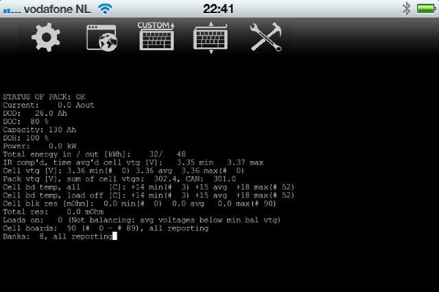 Lithiumate interface on an Ipad