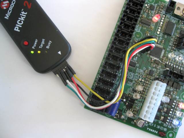 PICKit 2 programmer connected