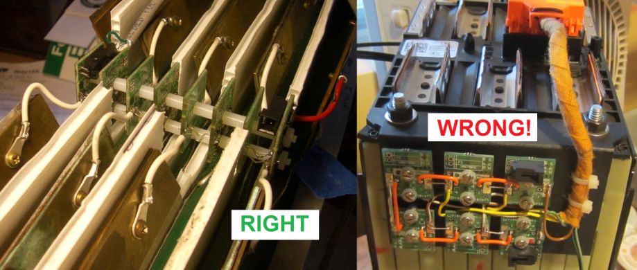 Right and wrong way to use pouch cell boards